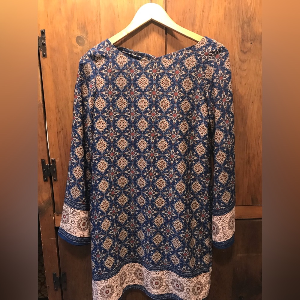 Interi Navy Patterned Dress - Size Small